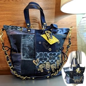 Coach Poppy Spotlight XL Patchwork Denim Tote